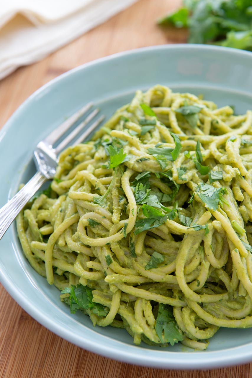 Green Spaghetti (with Creamy Poblano Sauce) - Fifteen Spatulas