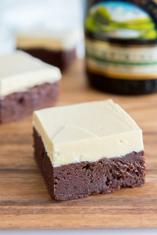 Brownies - Fudgy Irish Cream Brownies with White Chocolate Buttercream
