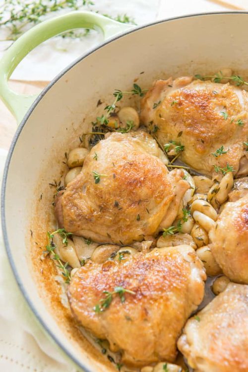 Chicken with 40 Cloves of Garlic (One Pan Meal) - Fifteen Spatulas