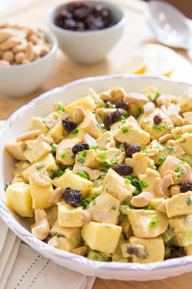 Curry Chicken Salad with Raisins and Cashews - Fifteen Spatulas